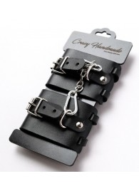 Черные кожаные наручники с ремешками - Crazy Handmade - купить с доставкой в Архангельске
