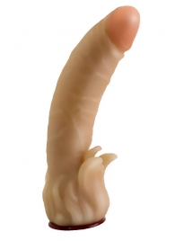 Телесная гелевая насадка-фаллос с клиторальными лепестками - 18,5 см. - LOVETOY (А-Полимер) - купить с доставкой в Архангельске