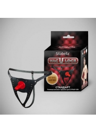 Черные кожаные универсальные трусики со штырьком для насадок и вырезом - Sitabella - купить с доставкой в Архангельске