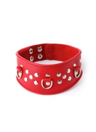 Кожаный красный ошейник с велюровой подкладкой - Sitabella - купить с доставкой в Архангельске