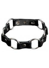 Кожаный черный ошейник с кольцами - Sitabella - купить с доставкой в Архангельске