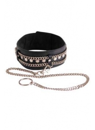 Чёрный ошейник с цепочками и поводком - Sitabella - купить с доставкой в Архангельске