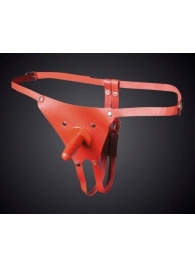 Красные кожаные универсальные трусики со штырьком для насадок - Sitabella - купить с доставкой в Архангельске