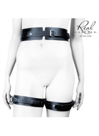 Черный кожаный пояс с гартерами - S-M - Notabu - купить с доставкой в Архангельске