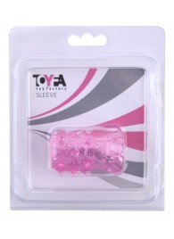 Розовая рельефная насадка на пенис - Toyfa Basic - в Архангельске купить с доставкой