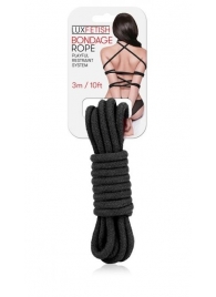 Черная хлопковая веревка для связывания - 3 м. - Lux Fetish - купить с доставкой в Архангельске