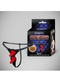 Чёрные кожаные трусики с двумя штырьками для насадок - Sitabella - купить с доставкой в Архангельске