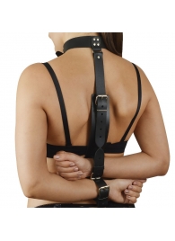 Черная кожаная фиксация рук за спиной  Новичок - Sitabella - купить с доставкой в Архангельске