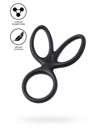 Черное тройное кольцо на пенис Kraken - A-toys - в Архангельске купить с доставкой