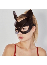 Коричневая кожаная маска  Кошечка - Sitabella - купить с доставкой в Архангельске