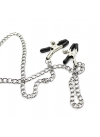 Зажимы для сосков с ремешком и кольцом для пениса - Notabu - купить с доставкой в Архангельске