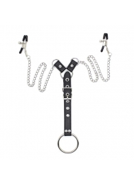 Зажимы для сосков с ремешком и кольцом для пениса - Notabu - купить с доставкой в Архангельске