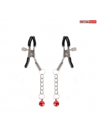 Серебристые зажимы на соски с шариками на цепочках - Notabu - купить с доставкой в Архангельске