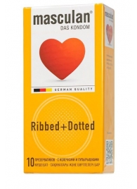 Презервативы с колечками и пупырышками Masculan Ribbed+Dotted - 10 шт. - Masculan - купить с доставкой в Архангельске