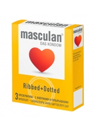 Презервативы с колечками и пупырышками Masculan Ribbed+Dotted - 3 шт. - Masculan - купить с доставкой в Архангельске