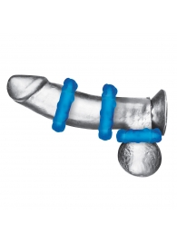 Комплект из трех голубых эрекционных колец 3-Pack Ribbed Rider Cock Ring Set - BlueLine - в Архангельске купить с доставкой