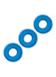 Комплект из трех голубых колец для эрекции 3-Pack Ultra-Stim Stretch Cock Rings - BlueLine - в Архангельске купить с доставкой