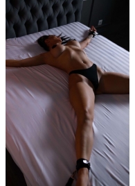 Черный кожаный набор фиксации на кровати Sex Game - БДСМ Арсенал - купить с доставкой в Архангельске