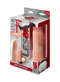 Телесный страпон Harness LESBI с вагинальной пробкой - 16,5 см. - LOVETOY (А-Полимер) - купить с доставкой в Архангельске