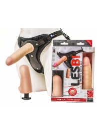Телесный страпон Harness LESBI с вагинальной пробкой - 16,5 см. - LOVETOY (А-Полимер) - купить с доставкой в Архангельске