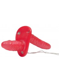 Красный женский страпон с вагинальной пробкой Bad Kitty - 18 см. - Orion - купить с доставкой в Архангельске