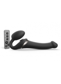 Черный безремневой страпон Multi Orgasm Size M с клиторальной стимуляцией - Strap-on-me - купить с доставкой в Архангельске
