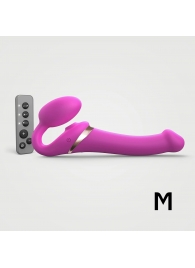 Ярко-розовый безремневой страпон Multi Orgasm Size M с клиторальной стимуляцией - Strap-on-me - купить с доставкой в Архангельске