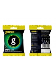 Ультратонкие презервативы Ganzo Ultra thin в мягкой упаковке - 3 шт. - Ganzo - купить с доставкой в Архангельске