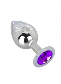Большой плаг из стали с фиолетовым кристаллом Violet Dream - 9,5 см. - Erotic Fantasy - купить с доставкой в Архангельске