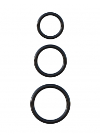 Набор из трех черных эрекционных колец Silicone 3-Ring Stamina Set - Pipedream - в Архангельске купить с доставкой