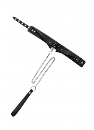 Черный кожаный ошейник-воротник с поводком - Pecado - купить с доставкой в Архангельске