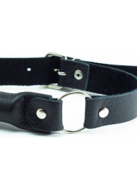 Черный кожаный кляп-трензель на кольцах - БДСМ Арсенал - купить с доставкой в Архангельске