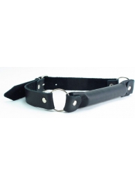 Черный кожаный кляп-трензель на кольцах - БДСМ Арсенал - купить с доставкой в Архангельске