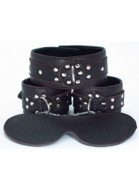 Набор БДСМ-аксессуаров из мягкой кожи черного цвета - БДСМ Арсенал - купить с доставкой в Архангельске