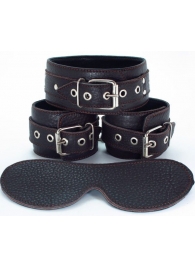 Набор БДСМ-аксессуаров из мягкой кожи черного цвета - БДСМ Арсенал - купить с доставкой в Архангельске