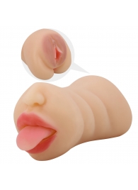 Телесный двусторонний мастурбатор Sarah - ротик и вагина - Baile - в Архангельске купить с доставкой