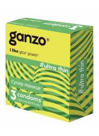 Ультратонкие презервативы Ganzo Ultra thin - 3 шт. - Ganzo - купить с доставкой в Архангельске