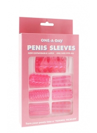 Набор из 7 розовых насадок на пенис ONE-A-DAY PENIS SLEEVES PINK - Seven Creations - в Архангельске купить с доставкой