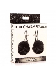 Зажимы для сосков с черным помпонами Pom Pom Nipple Clamps - XR Brands - купить с доставкой в Архангельске