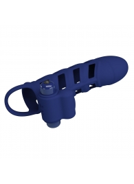 Синяя насадка на пенис Powerful Ring - 18,8 см. - Baile - в Архангельске купить с доставкой