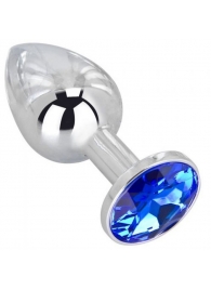 Анальное украшение BUTT PLUG  Small с синим кристаллом - 7 см. - Anal Jewelry Plug - купить с доставкой в Архангельске