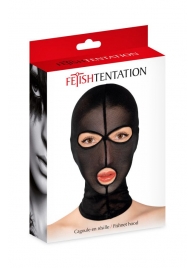 Черная сетчатая маска на голову с отверстиями для глаз и рта - Fetish Tentation - купить с доставкой в Архангельске