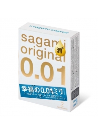 Увлажнённые презервативы Sagami Original 0.01 Extra Lub - 2 шт. - Sagami - купить с доставкой в Архангельске