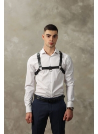 Черная мужская кожаная портупея №4 - БДСМ Арсенал - купить с доставкой в Архангельске