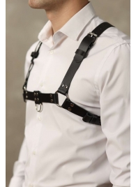 Черная мужская кожаная портупея №4 - БДСМ Арсенал - купить с доставкой в Архангельске