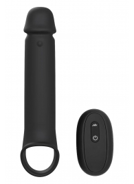 Черная насадка-удлинитель с вибрацией Vibrating Extender With Remote - Dream Toys - в Архангельске купить с доставкой
