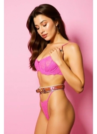 Эффектный розовый пояс из голографической эко-кожи - БДСМ Арсенал - купить с доставкой в Архангельске