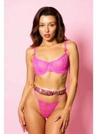 Эффектный розовый пояс из голографической эко-кожи - БДСМ Арсенал - купить с доставкой в Архангельске