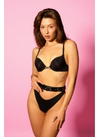 Эффектный черный пояс из лаковой эко-кожи - БДСМ Арсенал - купить с доставкой в Архангельске