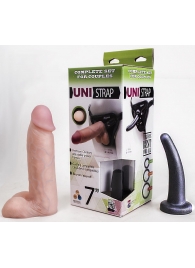 Страпон-унисекс с двумя насадками UNI strap 7  Harness - 19 и 16 см. - LOVETOY (А-Полимер) - купить с доставкой в Архангельске